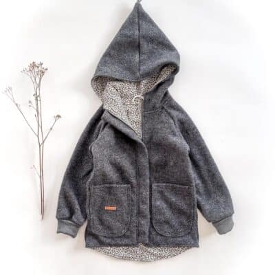 Sofortkauf: Walkjacke mit Reißverschluss in Anthrazit/Leoprint, Gr. 128/134