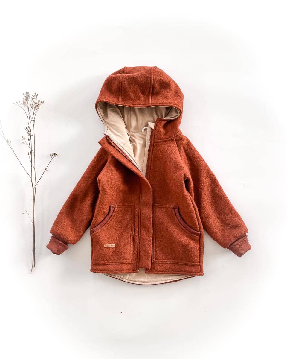 Sofortkauf: Walkjacke mit Reißverschluss in Rost/Sand Uni, Gr. 104/110