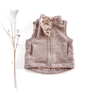 Sofortkauf: Walkweste mit Reißverschluss in Sand Meliert/Brownbow, Gr. 86/92