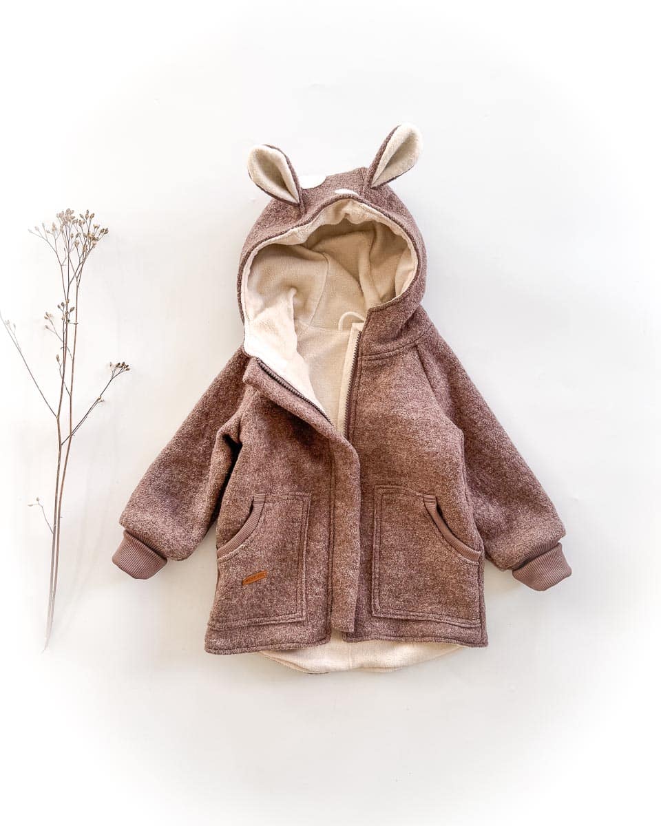 Sofortkauf: Walkjacke mit Reißverschluss und Reh in Schlamm - gefüttert mit Baumwollfleece Cremeweiß, Gr. 92/98 – Bild 2