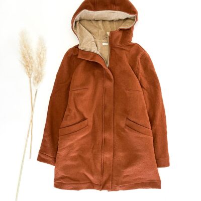 Sofortkauf: Damen Walkmantel mit Reißverschluss - Rost mit Baumwollfleece gefüttert, Gr. XL (46/48)