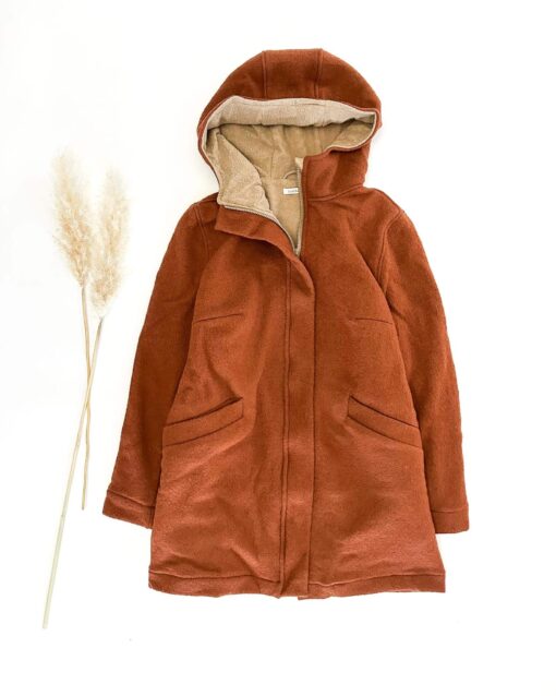 Damen Walkmantel Frauen Mantel gefütterte Wollwalk Jacke für Erwachsene