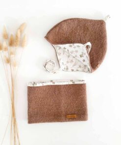 Sofortkauf: Set aus Walk-Zipfelmütze und Walkloop in Camel (Gr. 1-1,5 Jahre)