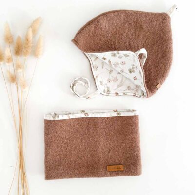 Sofortkauf: Set aus Walk-Zipfelmütze und Walkloop in Camel (Gr. 1-1,5 Jahre)