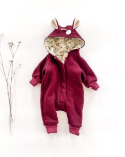 Sofortkauf: Merinowalk Overall mit Reh in Beere/Herbstwald, Gr. 56/62