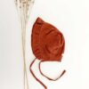 Sofortkauf: Leinen Baby Bonnet in Rost, Gr. 36-38