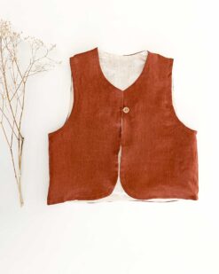 Sofortkauf: Leinen Weste in Rost & Natur, Gr. 98/104