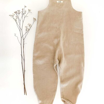 Sofortkauf: Leinen Jumper/ Romper in Sand, Gr. 98/104