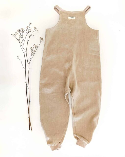 Sofortkauf: Leinen Jumper/ Romper in Sand, Gr. 98/104