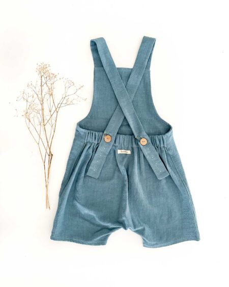 Sofortkauf: kurze Leinen Latzhose/ Salopette Mint, Gr. 98/104