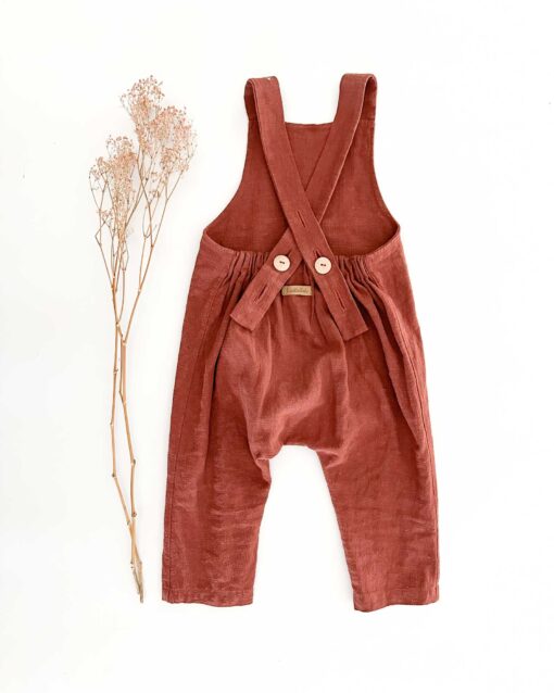 Sofortkauf: Leinen Latzhose/ Salopette Rost, Gr. 62/68