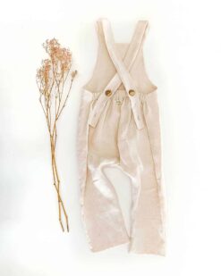 Sofortkauf: lange Leinen Latzhose/ Salopette in Wollweiß, Gr. 86/92