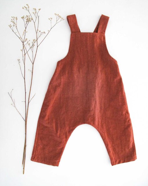 Sofortkauf: Leinen Latzhose/ Salopette Rost, Gr. 62/68 – Bild 2