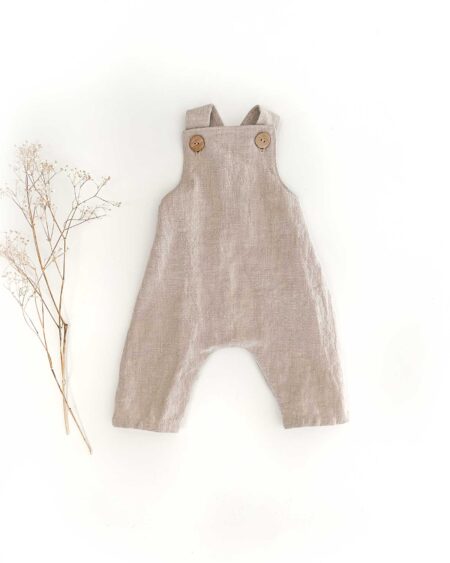 Sofortkauf: Leinen Latzhose/ Salopette Sand, Gr. 50/56