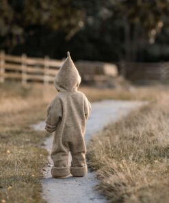 Bio Merino Overall Beige aus 100% Wollfleece für Kinder und Babys