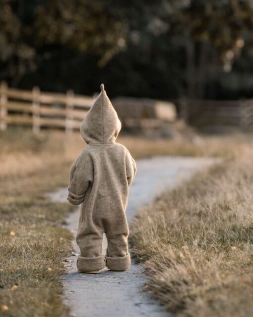 Bio Merino Overall Beige aus 100% Wollfleece für Kinder und Babys