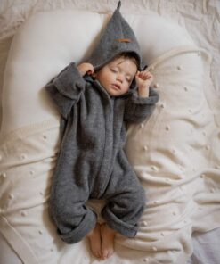 Bio Merino Overall Schiefer Grau aus 100% Wollfleece für Kinder und Babys