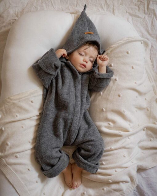 Bio Merino Overall Schiefer Grau aus 100% Wollfleece für Kinder und Babys