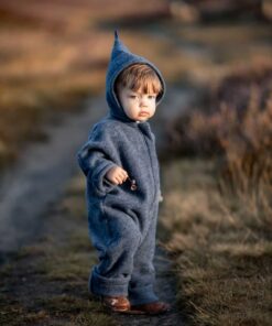 Bio Merino Overall Atlantik Blau aus 100% Wollfleece für Kinder und Babys