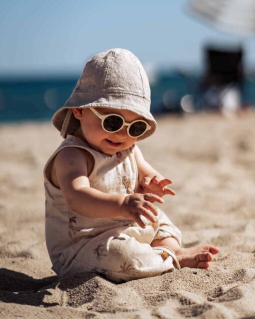 Leinen Sonnenhut für kinder und Babys mit Nackenschutz
