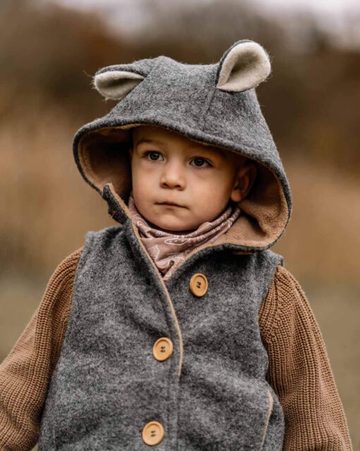Walkweste Kinder Baby Gilet kids vest Wollwalk Schurwolle handmade in Germany