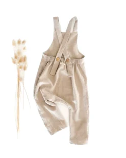 Sofortkauf: lange Leinen Latzhose/ Salopette in Sand, Gr. 98/104