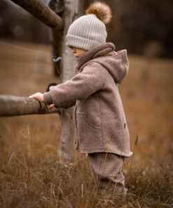 Wollwalkjacke Kinder Walkmantel Coat Kinder mit runden Taschen und Bio Merino-Wollbündchen made in Germany