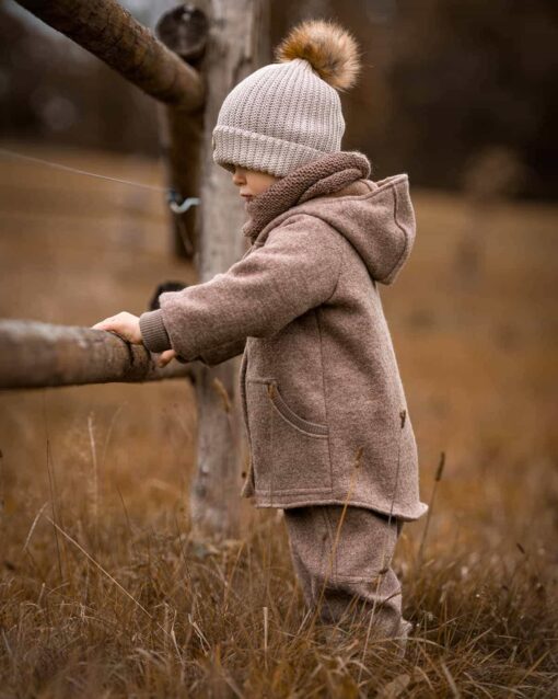 Wollwalkjacke Kinder Walkmantel Coat Kinder mit runden Taschen und Bio Merino-Wollbündchen made in Germany