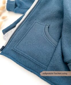 Wollwalk Walkjacke Kinder mit hochwertig verarbeitetem Reißverschluss und eckigen Taschen