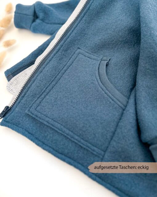 Wollwalk Walkjacke Kinder mit hochwertig verarbeitetem Reißverschluss und eckigen Taschen