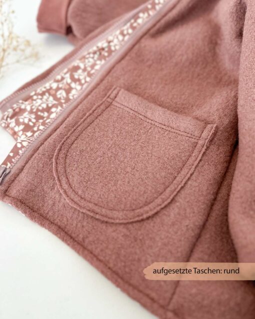 Wollwalk Walkjacke Kinder mit hochwertig verarbeitetem Reißverschluss und runden Taschen