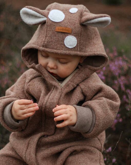 Wollwalk Anzug Reh Bambi Overall mit Reißverschluss