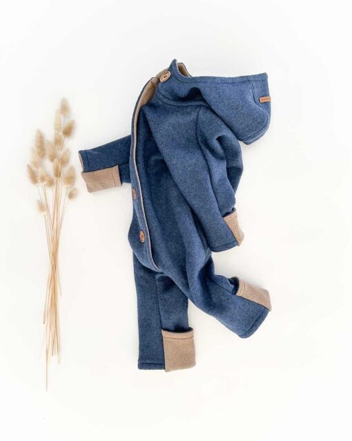 Walkoverall Baby mit Umschlägen zum Umklappen Wollwalk Overall Walkanzug