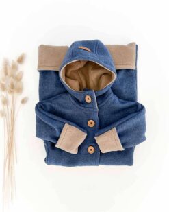 Walkoverall Baby mit Umschlägen mit Holzknöpfen oder Reißverschluss