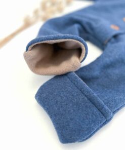 Walkoverall Baby mit Umschlägen zum Umklappen aus Schurwolle und Bio-Baumwolljersey