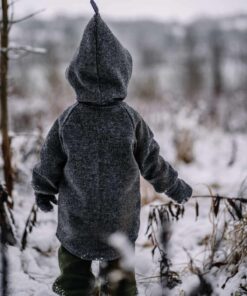 Winter Outdoor walkjacke Schurwolle Wichtelkjacke Kinder mit Zipfelkapuze Zwergenkapuze