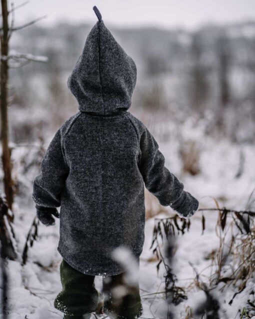 Winter Outdoor walkjacke Schurwolle Wichtelkjacke Kinder mit Zipfelkapuze Zwergenkapuze