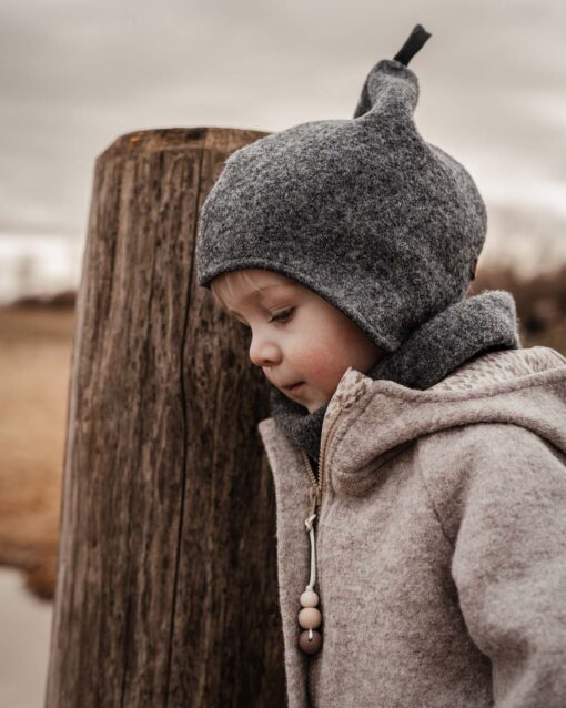 individuelles Kinder Wollwalk Outfit - Walkjacke mit Reißverschluss, Walkmütze, Walkloop, Walkhandschuhe