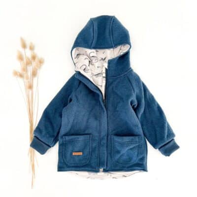 Sofortkauf: Walkjacke Rauchblau mit Reißverschluss und Wollbündchen, Gr. 92/98