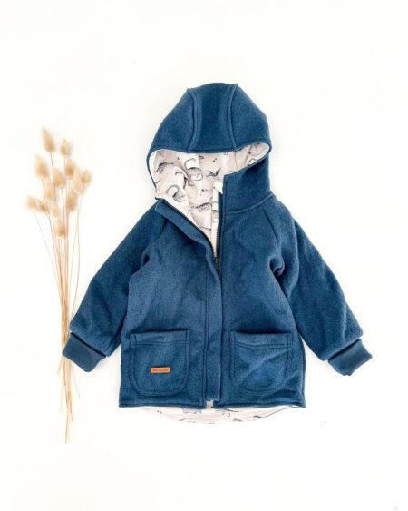 Sofortkauf: Walkjacke Rauchblau mit Reißverschluss und Wollbündchen, Gr. 92/98