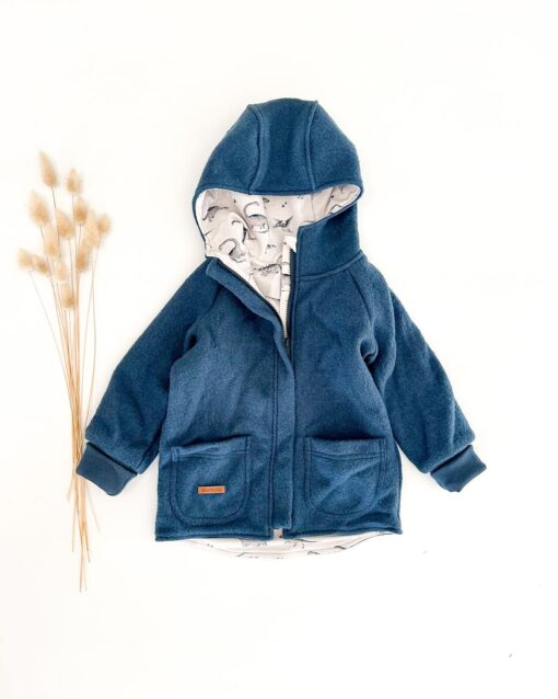 Sofortkauf: Walkjacke Rauchblau mit Reißverschluss und Wollbündchen, Gr. 92/98 – Bild 2