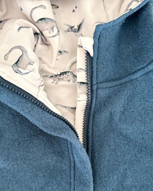 Sofortkauf: Walkjacke Rauchblau mit Reißverschluss und Wollbündchen, Gr. 92/98 – Bild 3