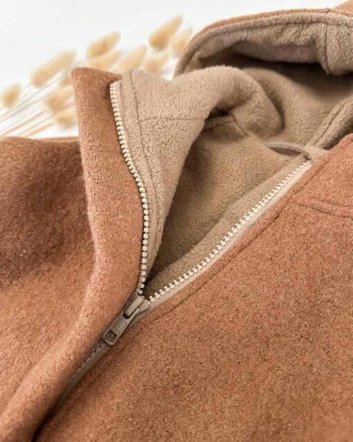 Sofortkauf: Overall mit Reißverschluss in Camel mit Baumwollfleece gefüttert, Gr. 80/86 – Bild 3