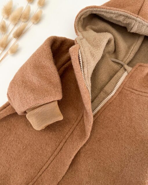 Sofortkauf: Overall mit Reißverschluss in Camel mit Baumwollfleece gefüttert, Gr. 80/86 – Bild 2