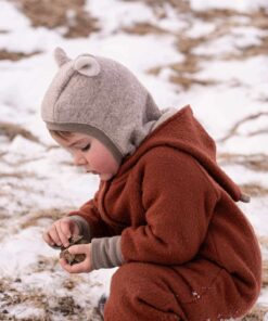 Wollwalk Overall Walkoverall Schlupfmütze mit Ohren für Kinder und Babys