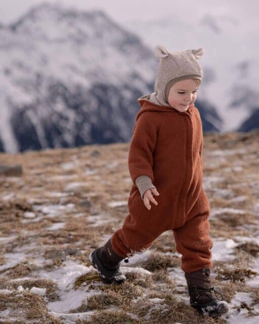 Kinder Wollwalk Overall Walkanzug mit verdecktem Reißverschluss