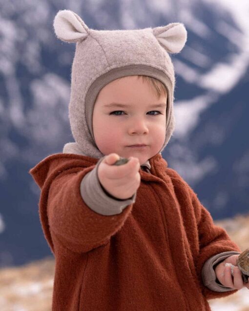 Wollwalk Balaklava Schlupfmütze mit Ohren für Kinder und Babys