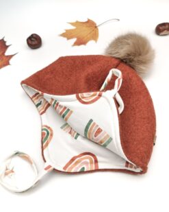 Winter Wollwalk Mütze kind Baby mit Bommel aus schurwolle