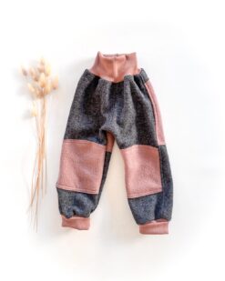 Sofortkauf: Walkhose in Anthrazit mit Po- und Knie Verstärkung in Altrosa, Gr. 98/104