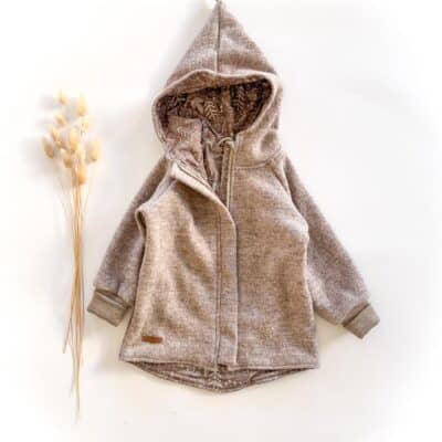 Sofortkauf: Walkjacke mit Reißverschluss in Sand Meliert/Waldtiere, Gr. 92/98